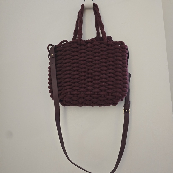 Zara Burgundy Braided Tote Bag - Picture 4 of 9